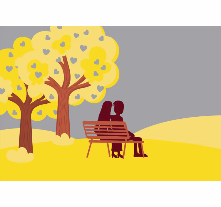 Fototapet dragoste silueta cuplu romantic - TenStickers
