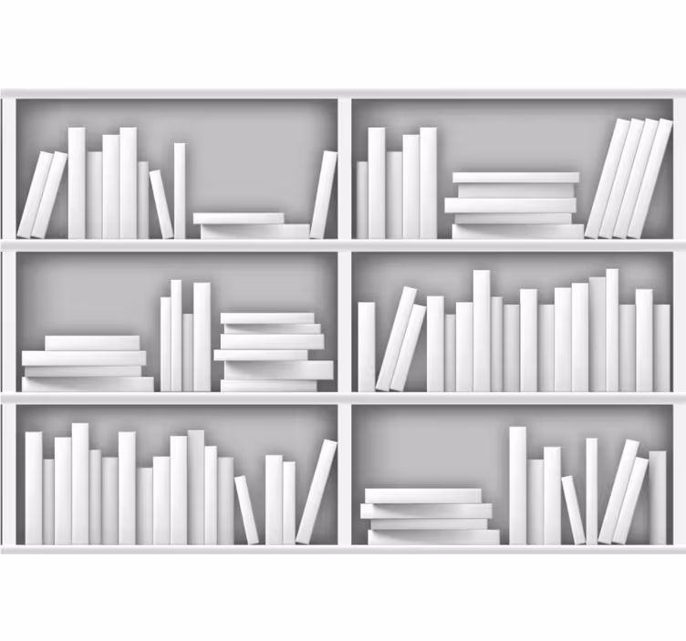 Rafturi de bibliotecă albă murală modernă - TenStickers
