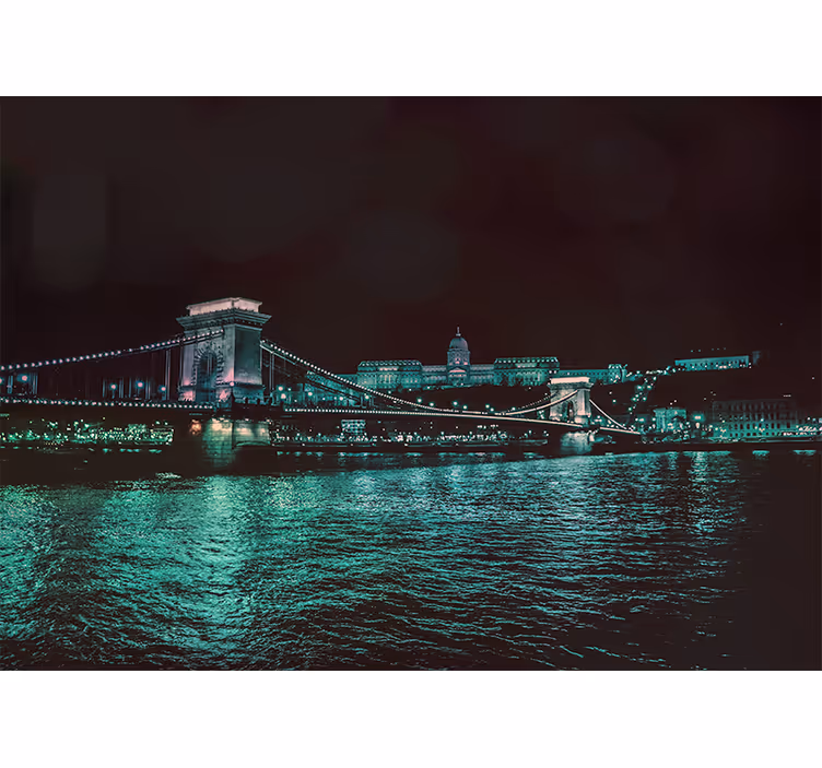 Fototapet de oraș vedere nocturnă podul lanțului - TenStickers