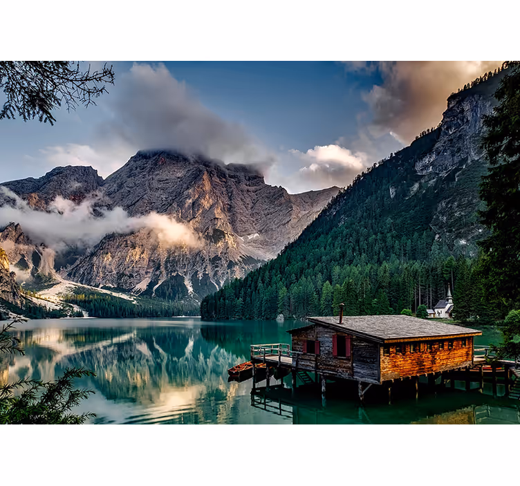 Fototapet peisaje evadare la lacul montan - TenStickers