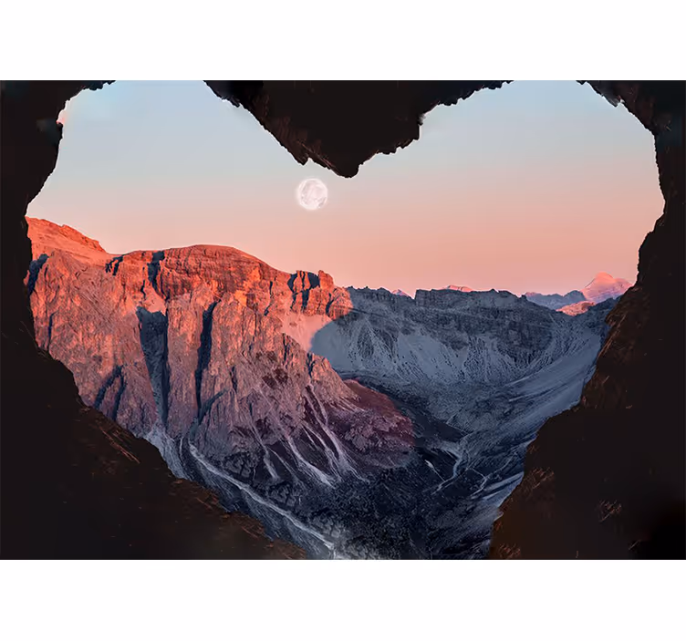 Fototapet natura peisaj montan în formă de inimă - TenStickers
