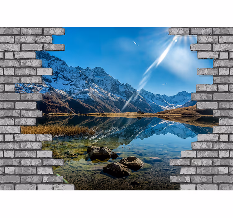 Perete de cărămidă spart cu fotografie murală de zid de cărămidă - TenStickers
