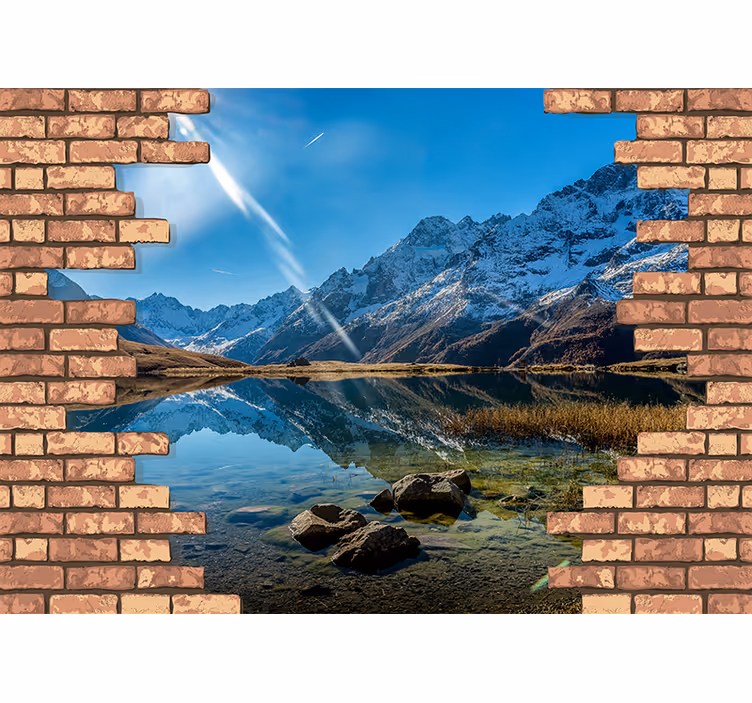 Perete de cărămidă 3d cu fototapetde cărămidă foto - TenStickers