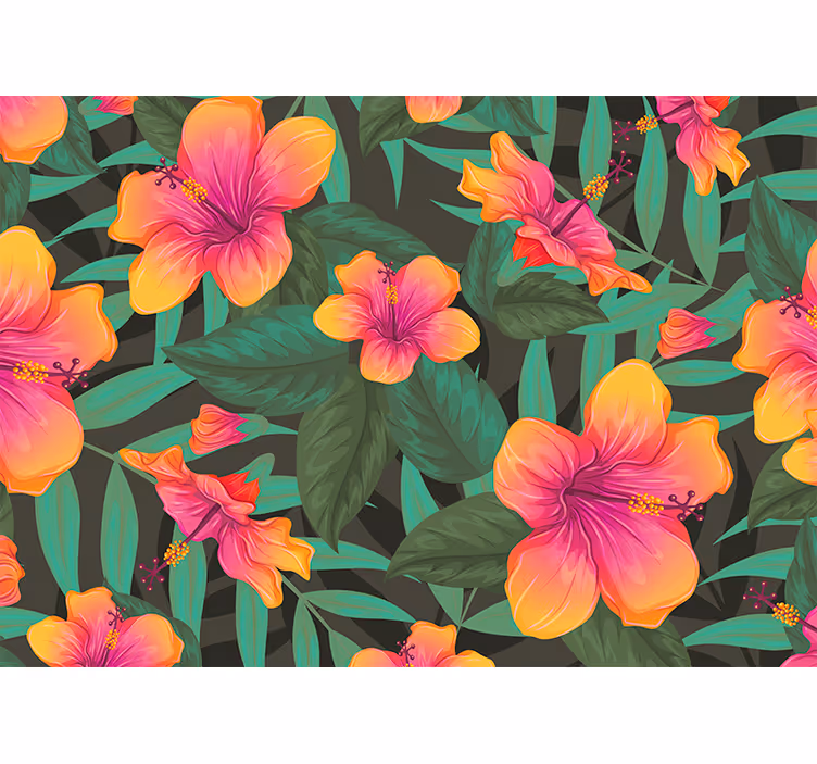 Fototapet cu flori înflorește hibiscus vibrant - TenStickers