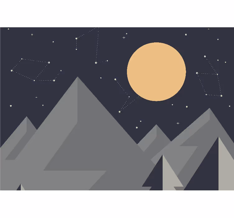Spațiul fototapet vârfuri de munte în lumina lunii - TenStickers