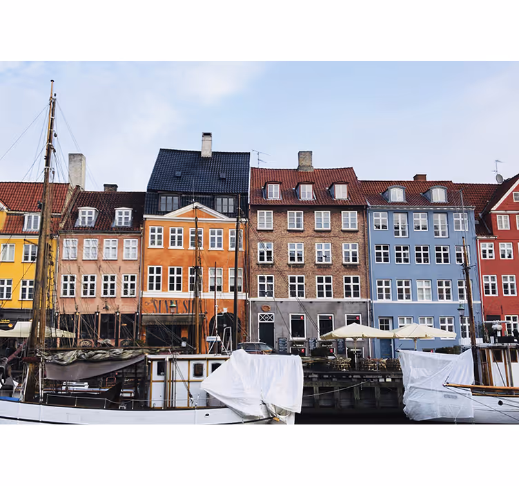 Fototapet de oraș priveliște canal din copenhaga - TenStickers
