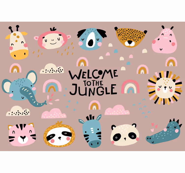 Fototapet animale animale drăguțe din junglă - TenStickers