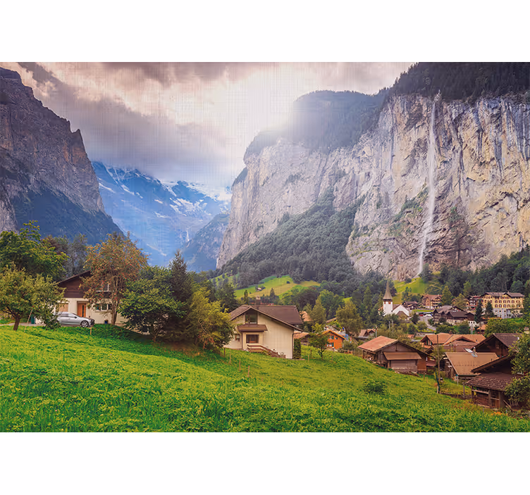 Fototapet peisaje scenă vale montană - TenStickers