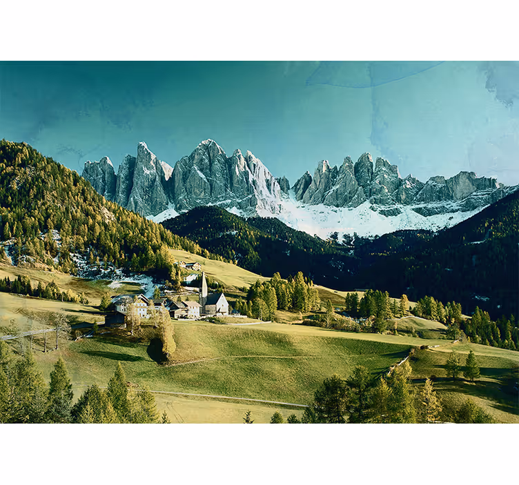 Fototapet peisaje peisaj sat montan - TenStickers