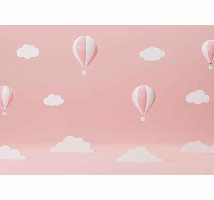 Baloane plutesc fototapetpentru copii de culoare roz - TenStickers