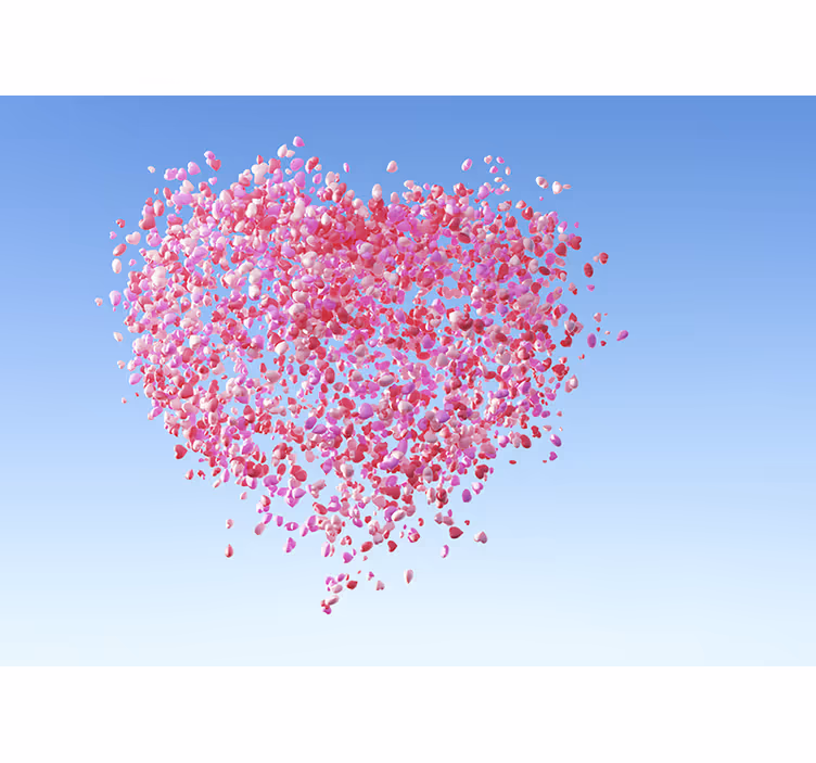Fototapet dragoste inimă cu petale plutitoare - TenStickers