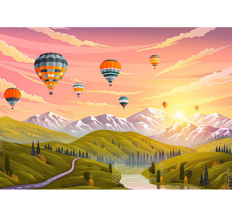fototapetcolorate cu baloane cu aer cald - TenStickers