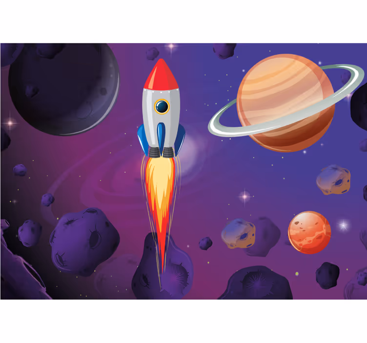 Spațiul fototapet rachetă zburând prin cosmos - TenStickers