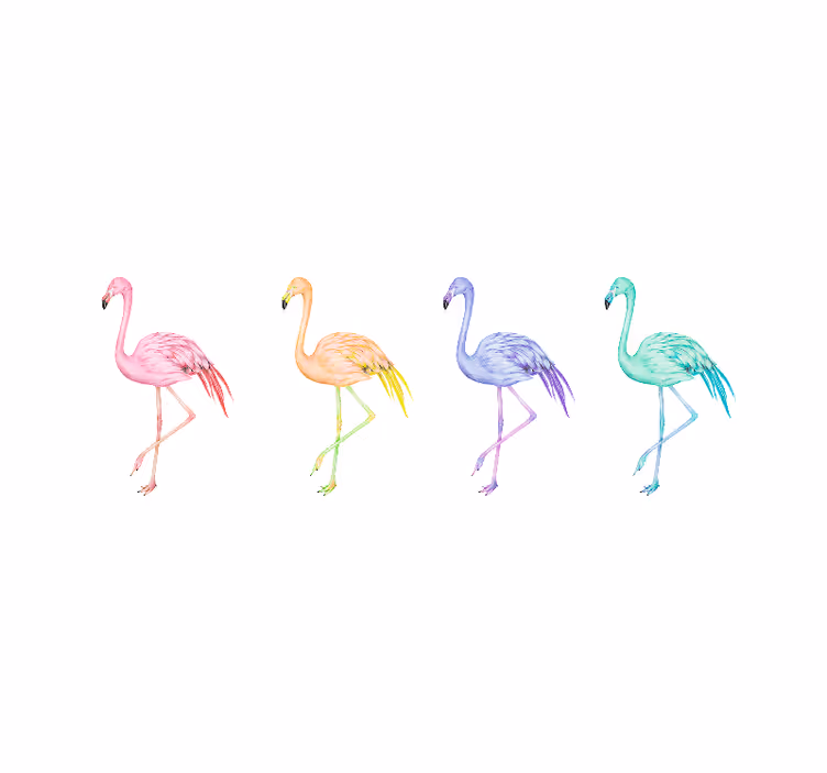 Nunta fototapet siluete de flamingo în familie - TenStickers