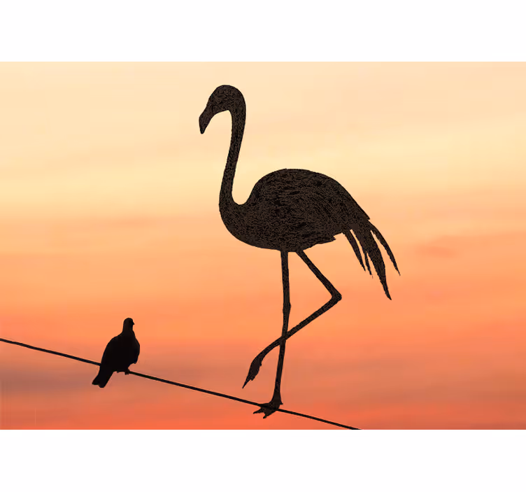 Fototapet animale apus grațios de flamingo - TenStickers