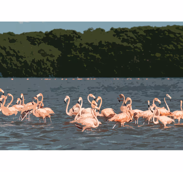 Fototapet animale adunarea flamingo-urilor - TenStickers
