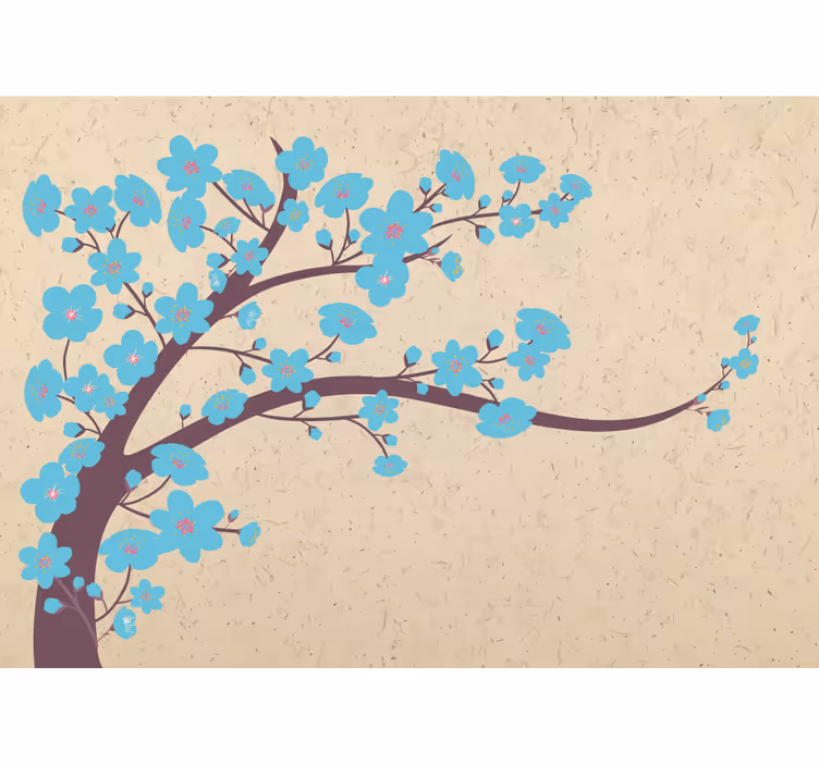 Fototapet cu flori ramură de sakura înflorită - TenStickers