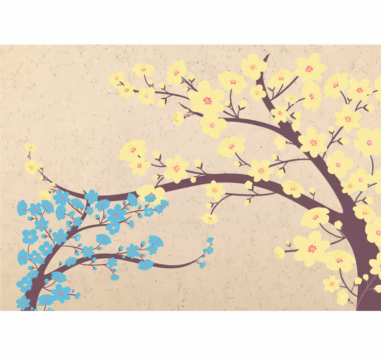 Fototapet cu flori ramuri de flori galbene - TenStickers