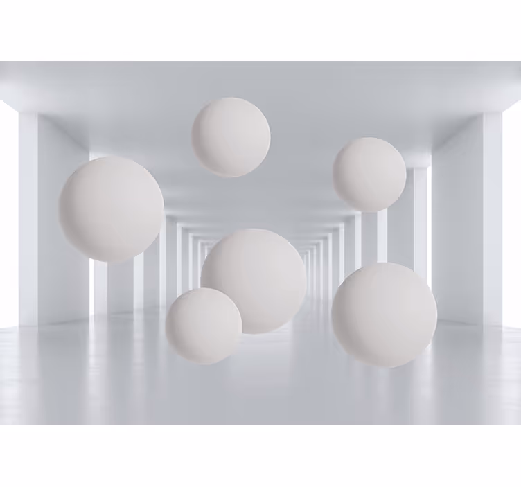 Fototapet abstract sfere albe flotante - TenStickers