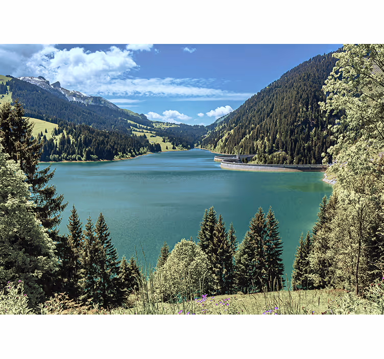 Fototapet peisaje lac de munte liniștit - TenStickers