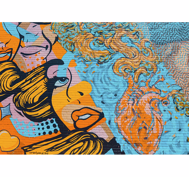 Față de femeie graffiti fototapetde artă urbană - TenStickers