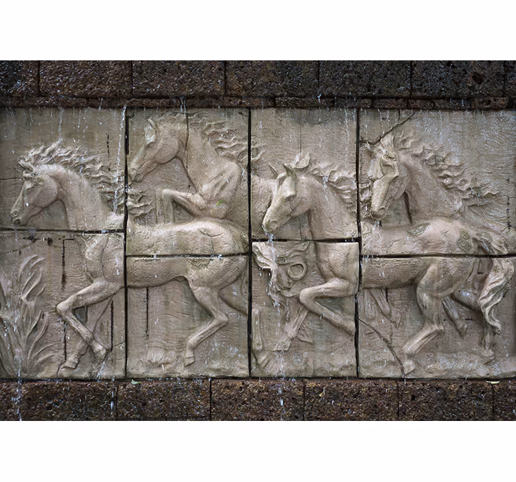 Fototapet animale relief cu cai în galop - TenStickers