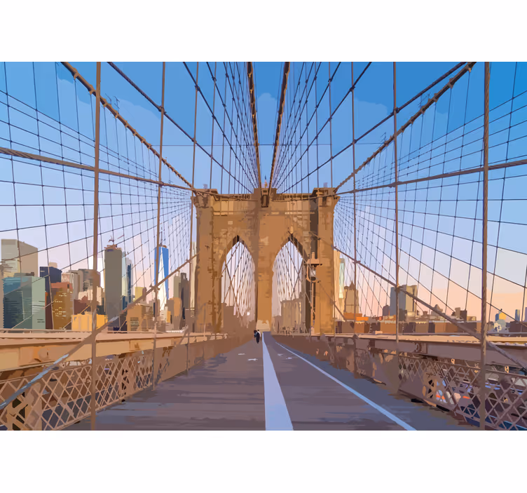 Fototapet de oraș vedere spre podul brooklyn - TenStickers
