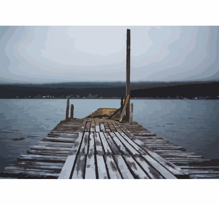 Fototapet peisaje ponton la lac liniștit - TenStickers