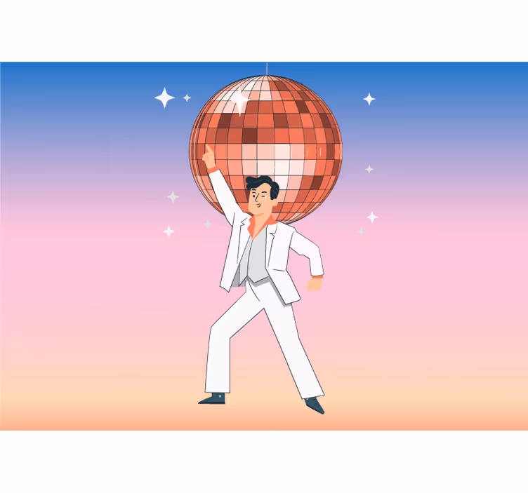 Ilustrație de minge disco cu picturi murale în culori - TenStickers
