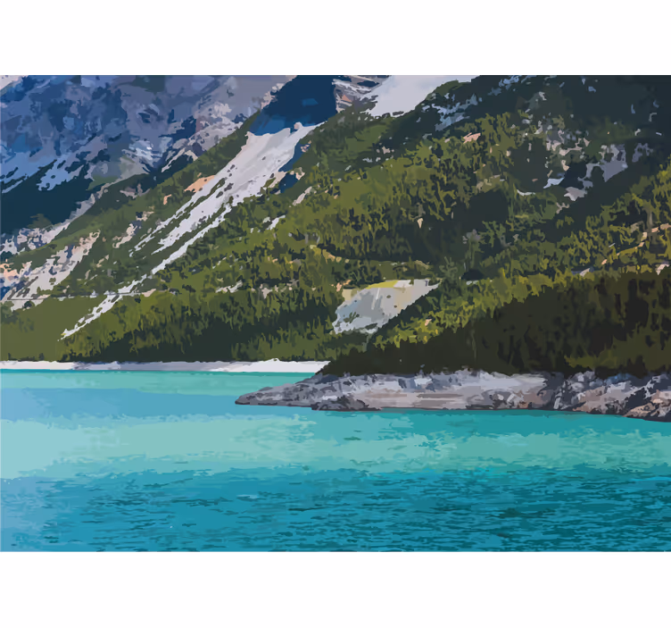 Fototapet peisaje lac montan de liniște - TenStickers