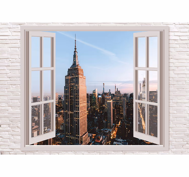 Fereastră deschisă mural de perete new york - TenStickers