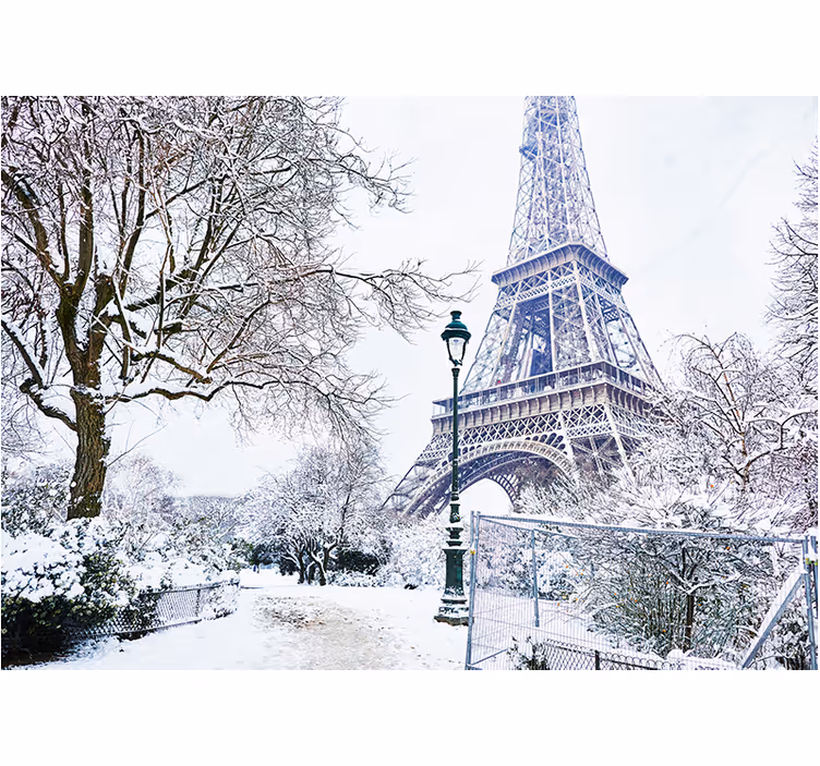 Fototapet paris turnul eiffel în zăpadă - TenStickers
