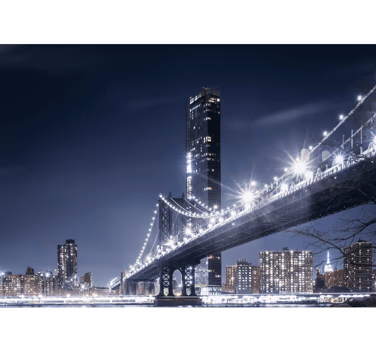 Fototapet new york vedere nocturnă pod brooklyn - TenStickers