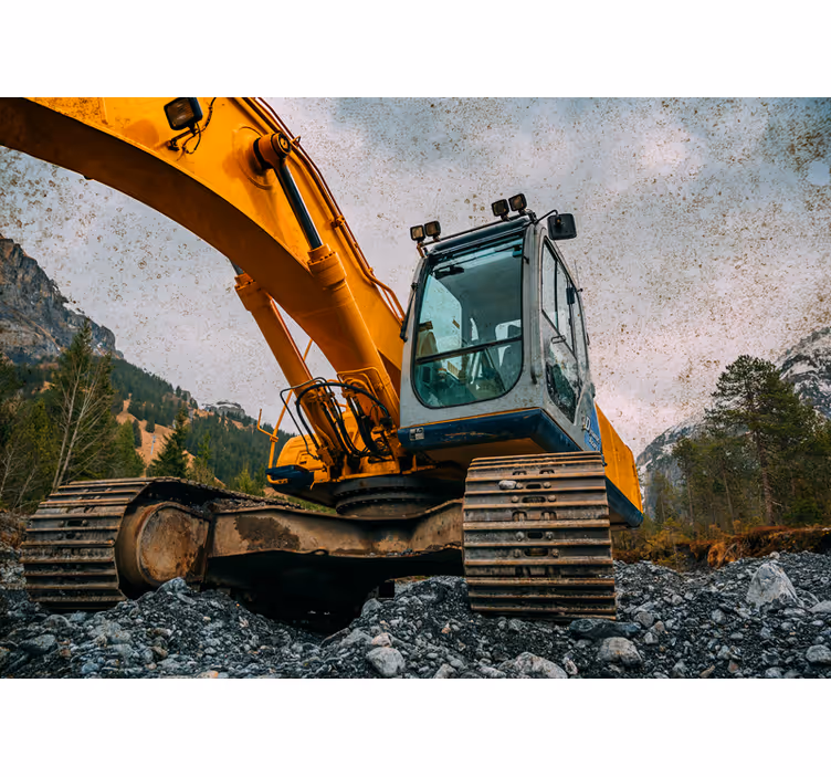 Fototapet vehicule excavator de construcții - TenStickers