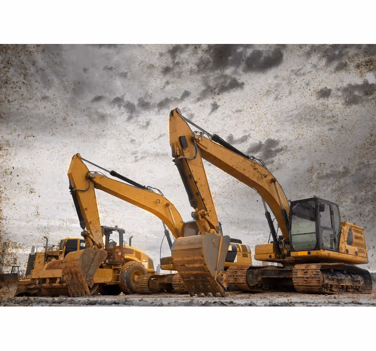 Fototapet vehicule expunere utilaje de construcții - TenStickers