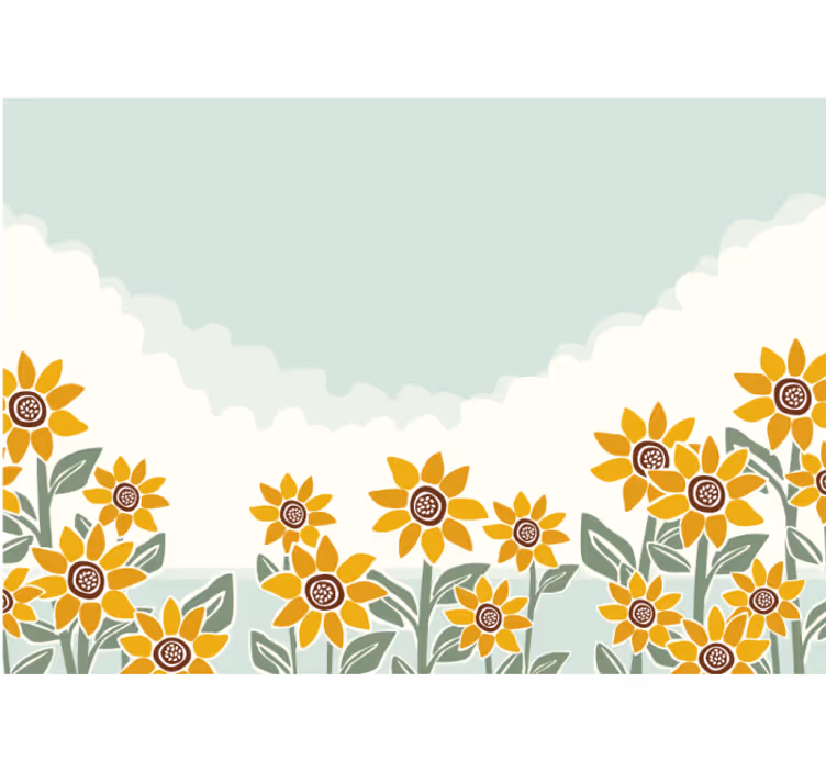 Fototapet cu flori peisaj cu floarea-soarelui - TenStickers