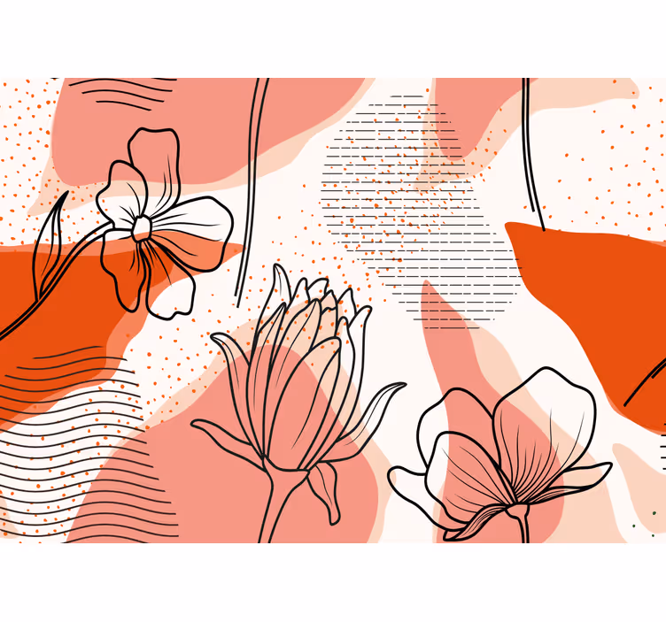Fototapet cu flori artă liniară florală - TenStickers