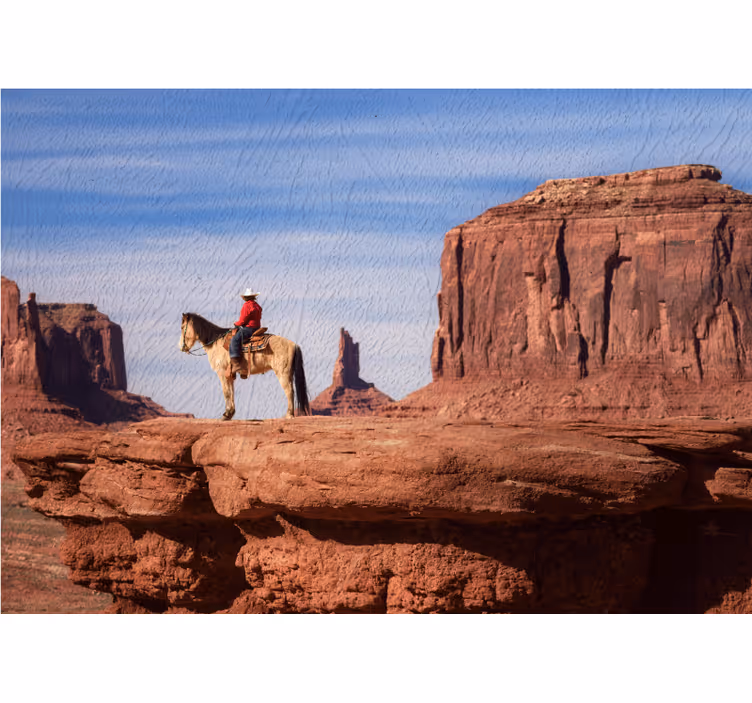 Fototapet peisaje cowboy pe cal - TenStickers