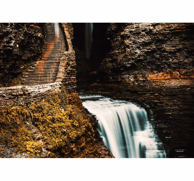 Fototapet peisaje vedere cu cascade curgătoare - TenStickers
