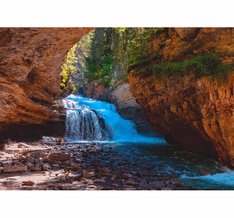 Muntele fototapet vedere cu cascade curgătoare - TenStickers
