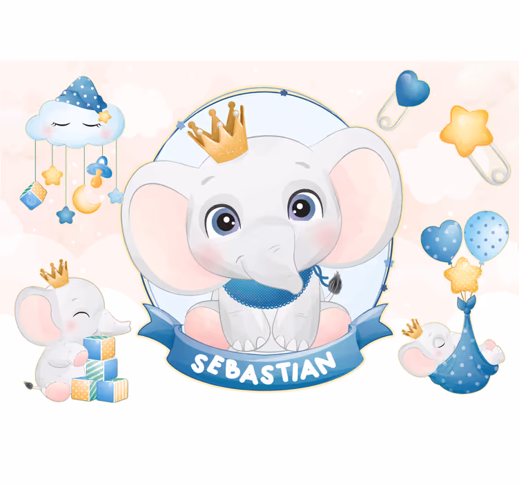 Bebeluș fototapet design elefant drăgălaș - TenStickers
