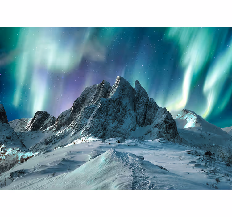 Fototapet peisaje afișaj aurora montană - TenStickers
