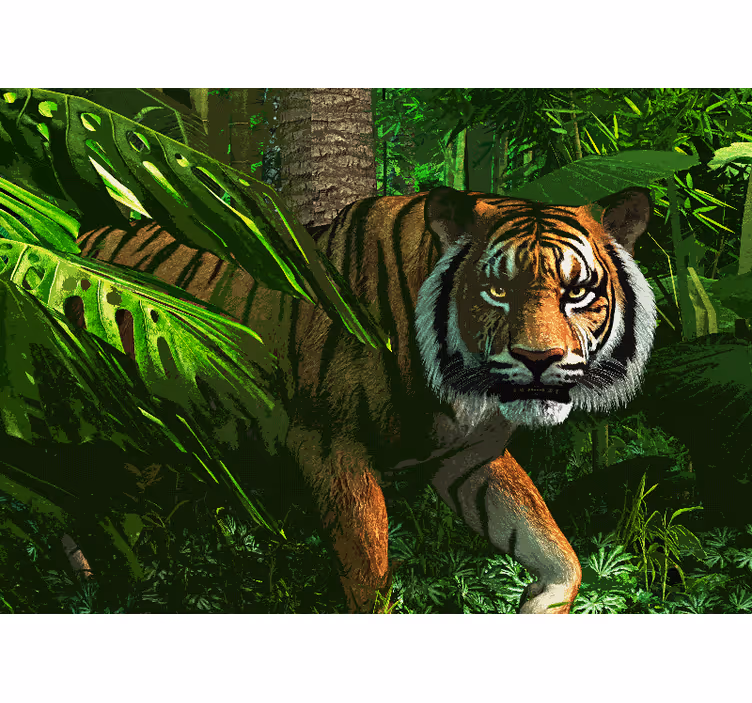 Fototapet animale tigru majestuos în urmărire - TenStickers