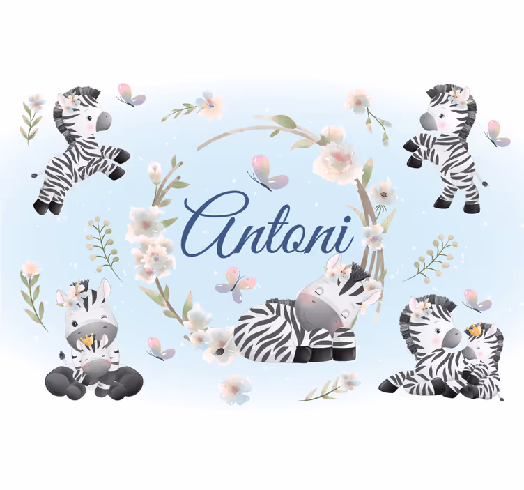 Animale drăguțe zebră cu fototapetpentru copii - TenStickers