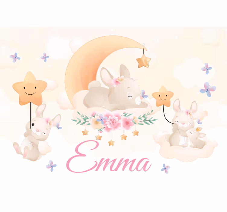 Fototapet pentru copii iepuraș luna stele - TenStickers
