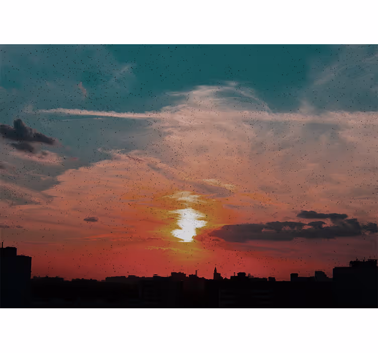 Fototapet peisaje apus peste oraș - TenStickers