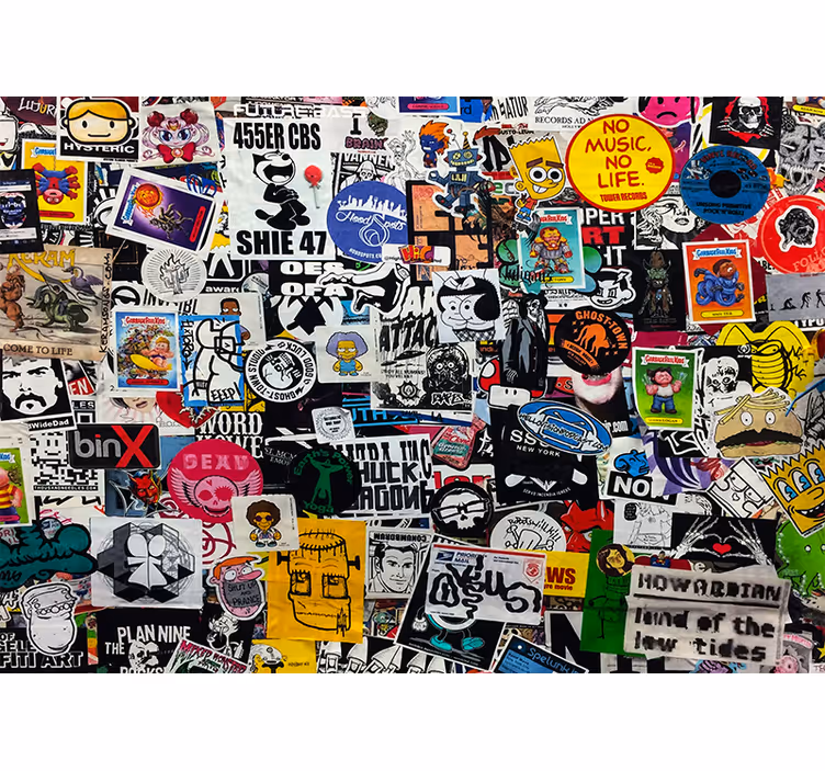 Fototapet artă urbană colaj de autocolante colorate - TenStickers
