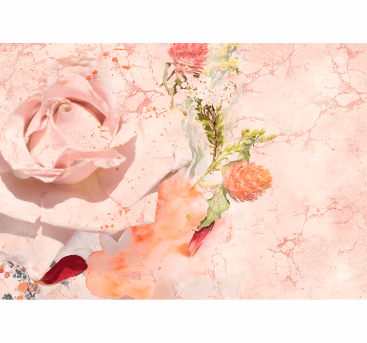 Fototapet cu flori trandafiri roz romantici - TenStickers
