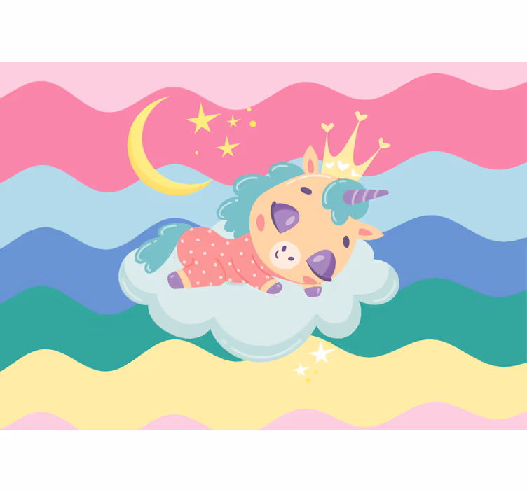 Fototapet persoane fantezie cu unicorn adormit - TenStickers
