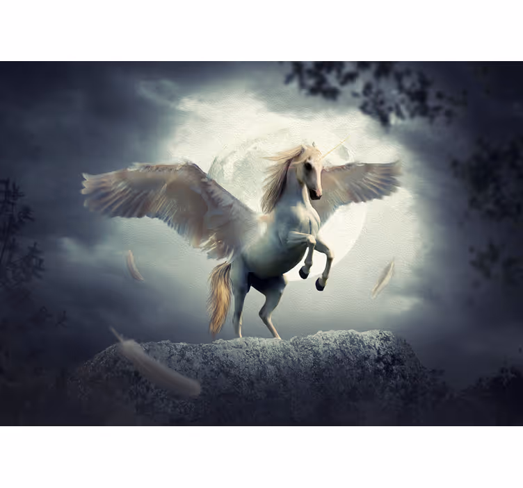 Fototapet de fantezie cu unicorn zburător - TenStickers